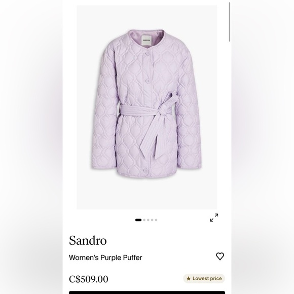 NWT- Sandro Lavender Quilted Jacket with Belt - Picture 3 of 13